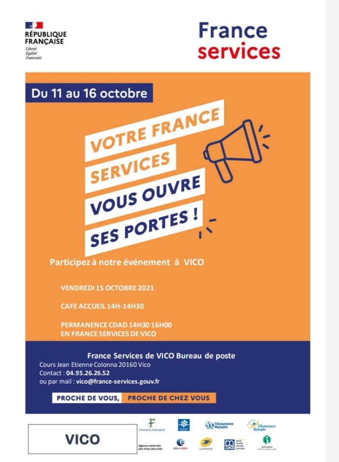 Votre France Services vous ouvre ses portes à Vico ce Vendredi  15 Octobre